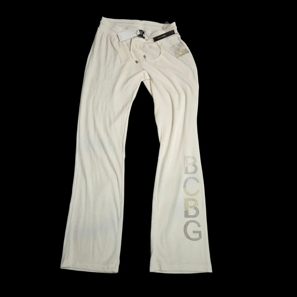 BCBGMaxAzria Ivory Track Pants with Logo Detail - Picture 1 of 5